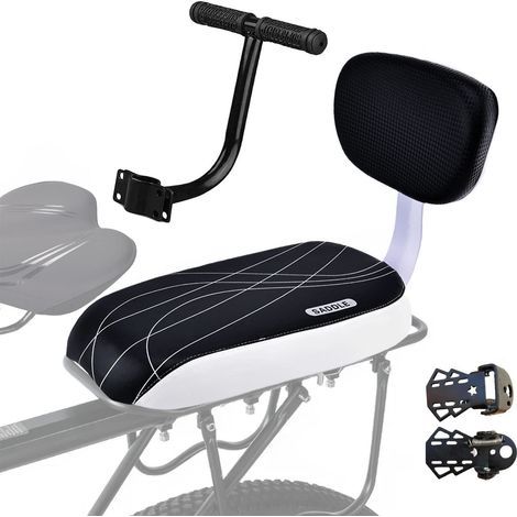 Coussin de Siège Arrière pour Vélo,Vélo Pièces Accessoires Sièges,y Compris Coussin et Dossier, Accoudoirs de Repose Pieds, Mains Courantes pour Enfant Ou Adultes (1/5)