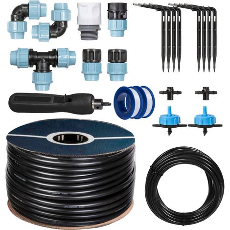 HOLZBRINK Start Set Gewächshaus Bewässerung Bewässerungssystem inkl. 15 m LDPE Verlegerohr 20 mm, 2x Tropfer 8l/h, HTB-09-B-15
