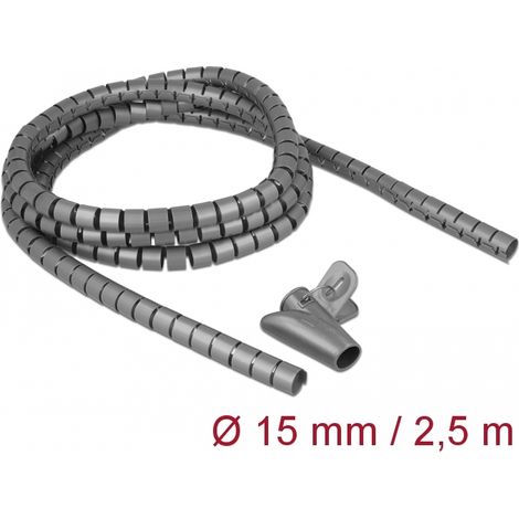 Delock Manguera en espiral con herramienta de tiro 2,5 m x 15 mm gris