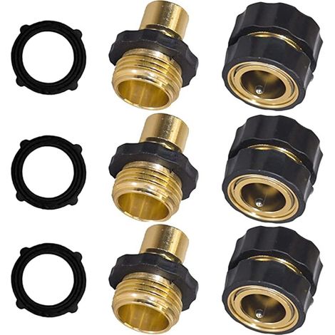 3/4 Inch Male and Female Garden Hose Fitting Quick Connectors, 6 Set1 male female quick connectors garden hose connectors 3/4 inch male female garden hose fitting quick connectors 3/4 in (1/5)