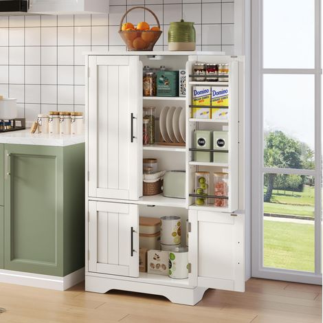 Buffet haut 120/60/40 cm en MDF blanc avec LED à capteur, design minimaliste et grand rangement (1/5)