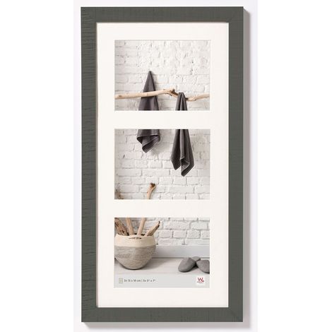 Cadre Photo Gris 3X 13x18 cm galerie avec Passe-Partout, Cadre en Bois HO338D (1/5)
