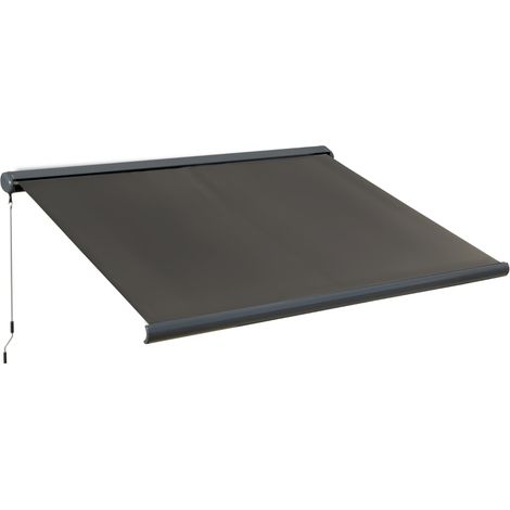 Store banne électrique avec télécommande, kit de montage inclus, structure métallique, gris foncé, 3 x 2,5 m (1/5)