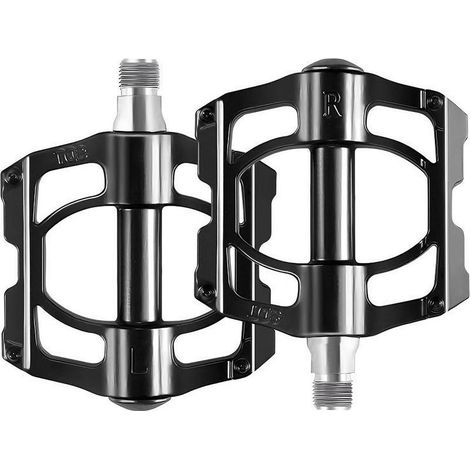 Pédales Vélo MTB Plates en Aluminium CNC - Pédales Larges Antidérapantes avec Pins, Légères et Robustes pour VTT, Vélo de Route et Trekking