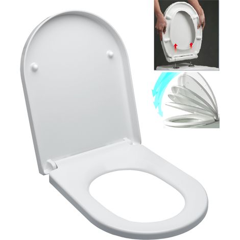 Abattant WC blanc Softclose EASY2244 – Duroplast – Charnières inox – Dimensions 46,2 x 36 cm – Fixation facile – Idevit