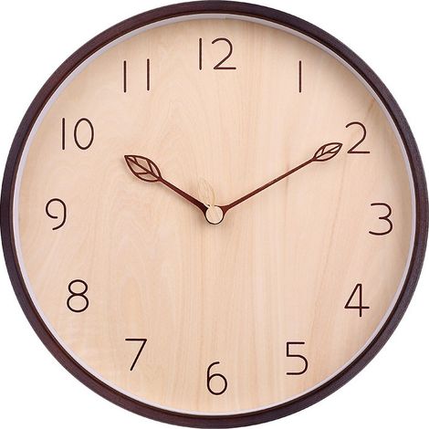 Horloge Murale Bois Naturel Massif 12 Pouces Mouvement Silencieux (1/5)
