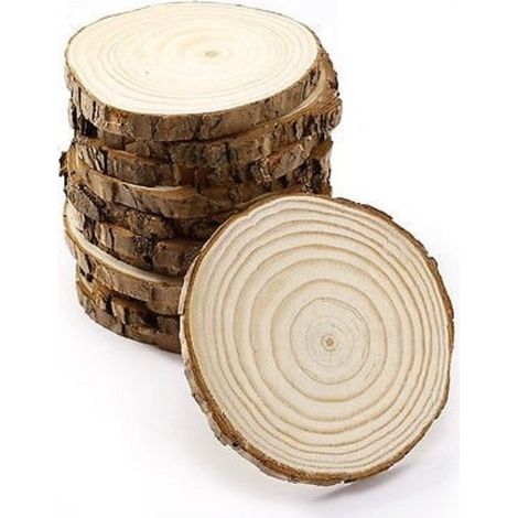 TrAdE Shop Traesio - Set 12 Sottobicchieri + 2 Sottobottiglie In Legno Dischi Albero Cucina Tavolo Design -