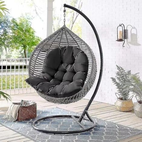 Coussin de chaise en forme d'œuf - Grand coussin épais lavable à suspendre pour intérieur ou extérieur - Pour meubles de jardin (1/5)