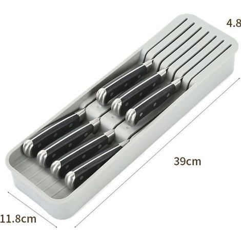 Organizador de cajones de 2 niveles para 7 cuchillos, desmontable, de plástico reciclado (1/2)