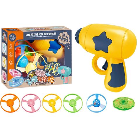 Interaktiver Katzenspielzeugwerfer mit leuchtenden Wurfscheiben, automatische Spielzeugpistole für Haustiere, Trainingsspielzeug für Katzenbabys in Innenräumen