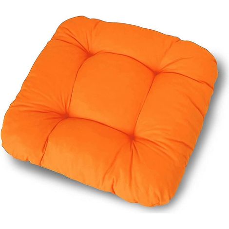 Lot de 2 coussins de chaise orange (38 x 38 x 8 cm) - Coussin d'assise pour chaise de jardin, de cuisine ou de salle à manger - Confortable et résistant aux UV, pour une utilisation intérieure et exté (1/3)