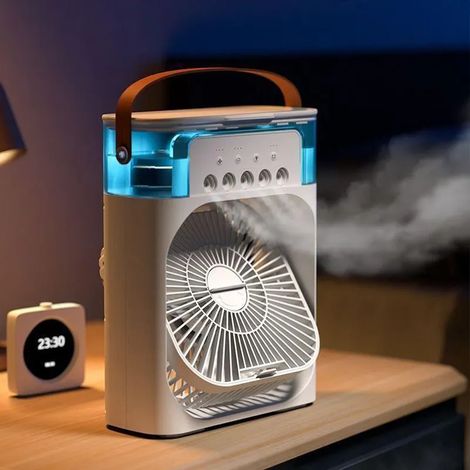 Portable Air Conditioner,Small Personal Cooler with 3 Wind Speeds,Evaporative Air Cooler,Oscillation/Humidifier/Timer Function, Desktop Cooling Fan With Led & Remote Control For Bedroom Office (1/5)