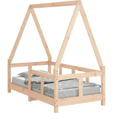 Lit simple Cadre de lit pour enfant 70x140 cm bois de pin massif