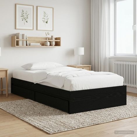 Cadre de lit avec rangement avec tiroir Chêne noir 80 x 200 cm (1/5)