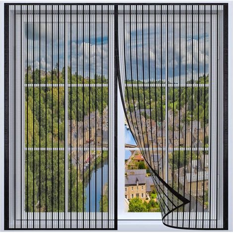 Moustiquaire Fenêtre,120x130cm Moustiquaire Fenêtre Magnétique,Anti-Mosquito Auto-adhésif Rideau,Sans Perçage Facile À Installer,Fermeture Automatique