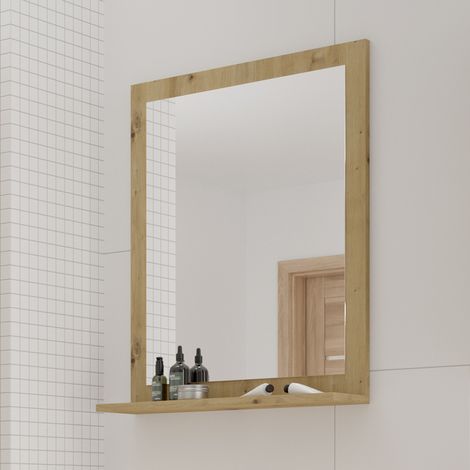 Badezimmer Spiegel Schminkspiegel mit Ablage SEIA-107 Artisan Eiche Nb., B/H/T ca. 59/73/14 cm (1/4)