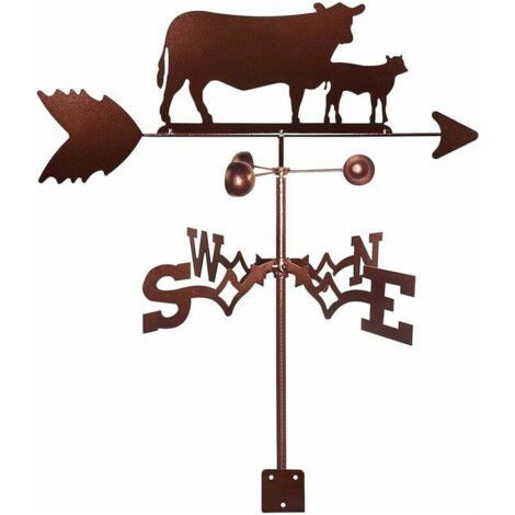 Pieu de jardin de roue de vent de girouette en métal avec l'ornement de silhouette de vache (1/5)