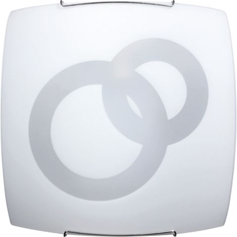 Plafoniera 1xE27 Ganci Cromo Vetro Lastra Bianco Decorato Cerchi E-Energy Stefania (1/2)