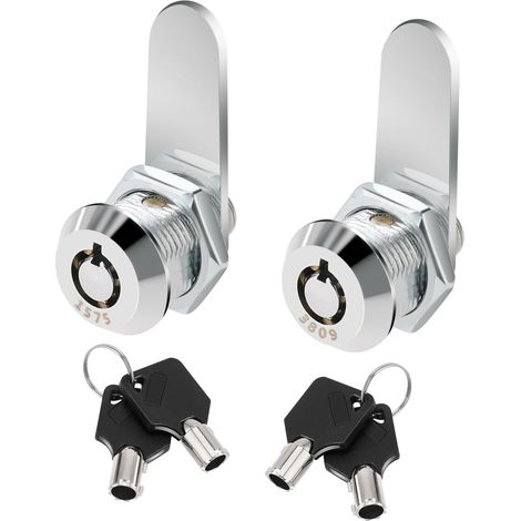 Lot de 2 verrous de boîte à outils avec clés, serrures à came plate de 5/8 pouce, verrous universels pour boîtes à outils et armoires, pièces de rechange pour camions, camping-cars, portes de tiroirs,