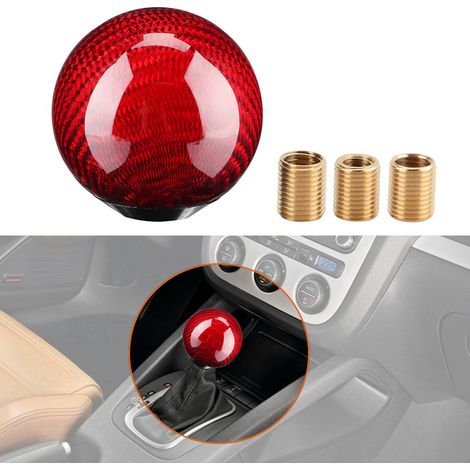 Manette de vitesse manuelle en fibre de carbone, pommeau de levier de vitesses universel rouge, adaptable pour voiture, modification personnalisée, embout de changement de rapport sport. (1/5)