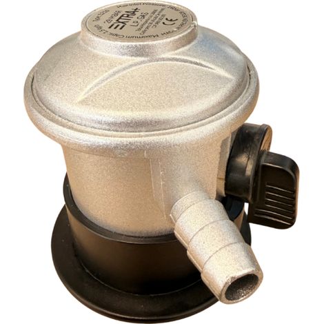 Regulador de Gas Butano/Propano 29 mbar  Caudal 1.5 kg/h con Llave de Paso ON/OFF (Uso Doméstico y Exterior)