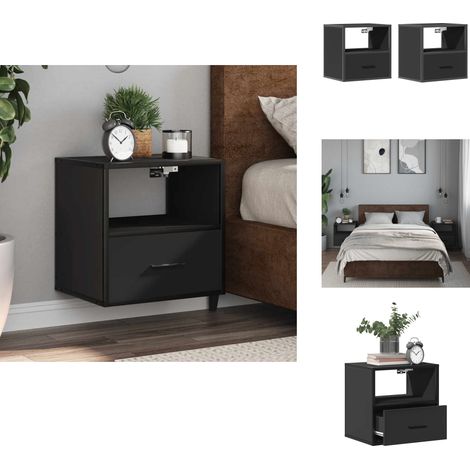 Tables de chevet murales 2 pcs noir 40x31x39,5 cm - Table De Chevet Murale - Tables De Chevet Murales - Armoire - Armoire De Chevet (1/5)