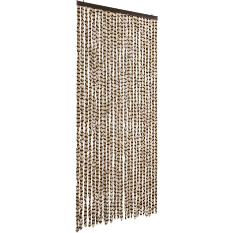 Rideau anti-mouches beige et marron 100x200 cm chenille CFW65076 (1/5)