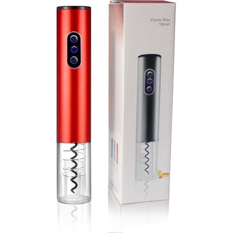 Ouvre-bouteille électrique, tire-bouchon électrique, ouvre-bouteille automatique, tire-bouchon à vin (câble USB rechargeable rouge givré) (1/5)
