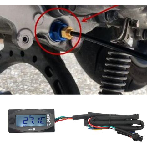 Modification pour moto : manomètre LCD universel ultra-mince 12 V CC (4 en 1 : tension, heure, température d'eau, température d'huile) M161,5 (1/5)