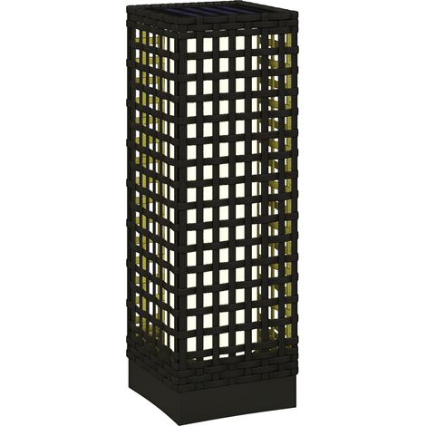 Beyamis Außenleuchte mit Solarmodul, automatische Ein-/Ausschaltfunktion, 8 Stunden Leuchtdauer, Rattanoptik, Stahl, 15,5 x 15,5 x 46 cm, schwarz