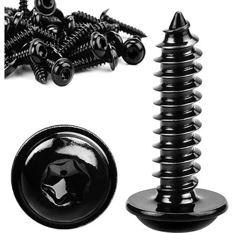 Torx Lot de 60 vis à bois noires M5 x 30 mm, à tête bombée, auto-taraudeuses, avec rondelle, pour panneaux acoustiques, en acier inoxydable 304, vis à tête plate Torx (1/5)
