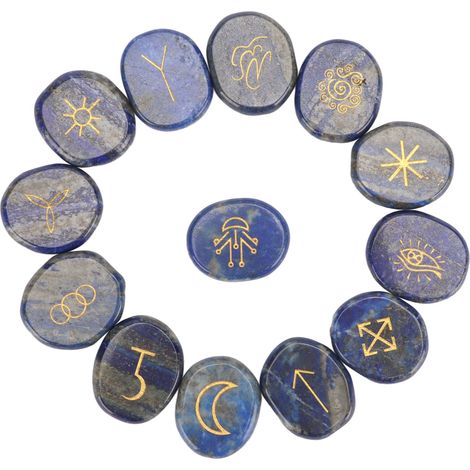 Ensemble de 13 Pierres Runes en Jadéite pour Divination et Méditation, Pierre de Guérison Énergétique (1/5)