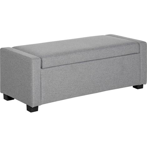 Panca Fondo Letto 120x50x44 cm con Vano Contenitore in Tessuto Grigio