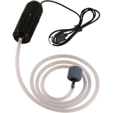 1 Pompe à air pour aquarium avec boucle de suspension, alimentation USB, compresseur silencieux, aérateur pour aquarium de poissons et fruits de mer, noir (1/5)