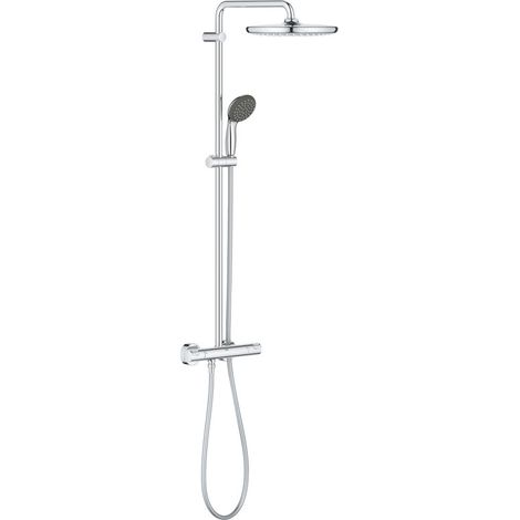 Grohe Columna de ducha Vitalio Start Ecojoy con mezclador termostático, ducha mural de 250 mm, dos rociadores, cromo (26816000)