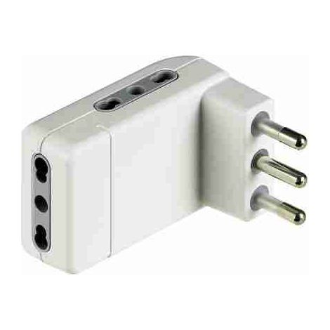 BTIS3606DE Adattatore Corner salvaspazio bianco - 3 prese bipasso 10/16A e spina 16A