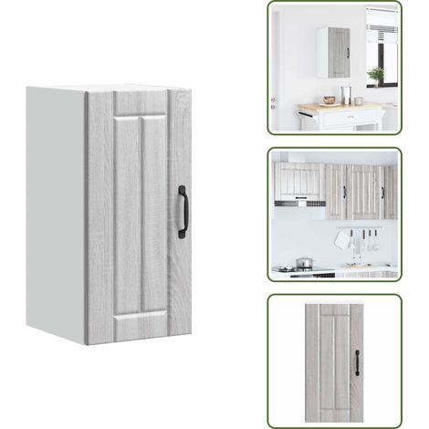 The Living Store Armario de pared cocina Lucca madera contrachapada gris sonoma - Armario de pared cocina