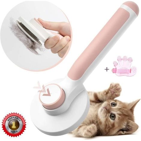 Brosse Chiens Chats, Generic Brosse Autonettoyante Poils Morts pour Chat Chien Poil Long Court pour Sous-poil Tangles Dead Rose (1/4)