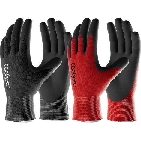 Men's Gardening Gloves, Breathable Rubber Coated Work Gloves, Black (1/5)