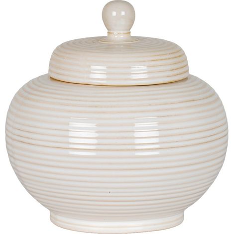 Neva Large Lidded Jar - Ceramic - L23 x W23 x H19 cm - White