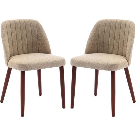 Lot de 2 Chaises de Salle à Manger, Chaise de Cuisine, Chaise de salon, Dossier en Tissu et Pieds en Bois (1/5)