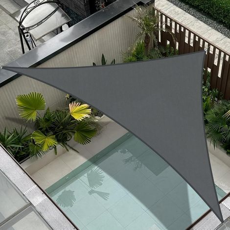 Cool Area Voile d'ombrage Triangle 2.5x2.5x3.5m Imperméable Toile Ombrage 103% UV Protection Grande Taille pour Patio Balcon Jardin Terrasse Extérieur-Anthracite (1/5)