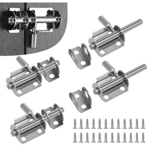 JSSEVN - Pcs Stainless Steel Sliding Door Latches, Door Latch, Slide Bolt, Sliding Bolt Door Lock (1/4)