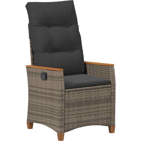 Reclining Garden Chair Grey and Dark Grey 64 x 57.5 x 112 cm vidaXL