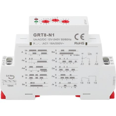 Relais temporisé multifonction, réglage de 0.1s à 10 jours, minuterie de retard de haute précision avec indicateur AC DC 12-240V (1/5)