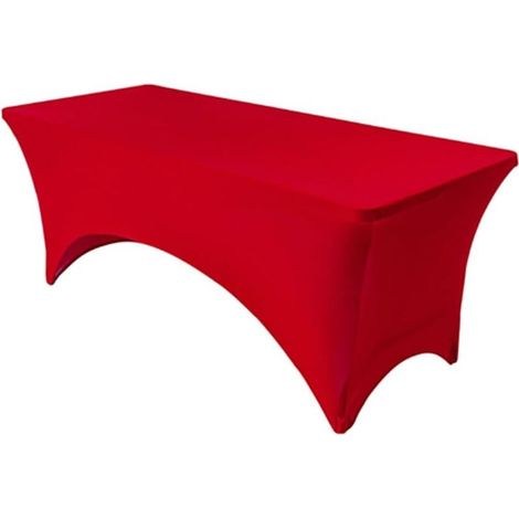 Telo di copertura elasticizzato per tavolo da conferenza, matrimonio, hotel, compleanno, cocktail party, banchetto, festival (rosso, 183x76x76 cm) (1/3)