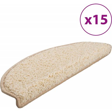 vidaXL Stair mats Rectangular 15 pcs Cream 65 x 21 x 4 cm