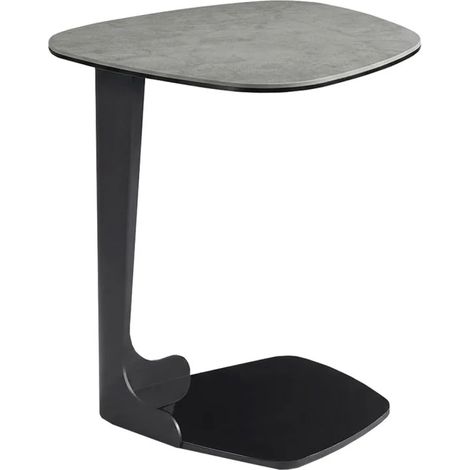Table d'appoint H. 53 cm en céramique gris et verre trempé - PAULINE (1/5)