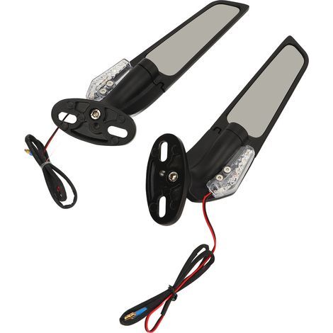 Verstellbare Motorrad-Seitenspiegel mit LED-Blinkern für NINJA 250 300 400 650 H2 H4, Paar Retro-Spiegel, Rückspiegel, verstellbarer Winkel, schwarz. (1/5)