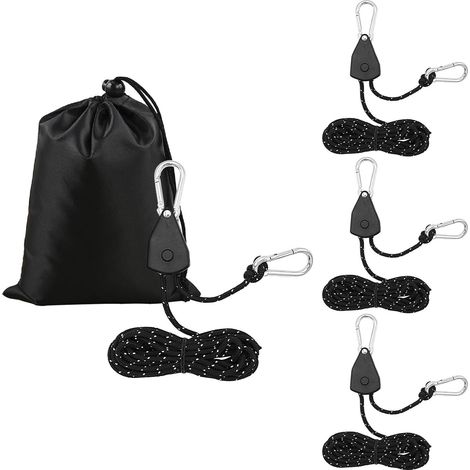 4 Pièces 4mx 4mm Corde a Cliquet Réglable Corde de Haubanage de Tente avec Rope Ratchet Crochet à Cliquet de Poulie Rope Ratchet pour Extérieur Tente Camping Voile d'ombrage Cordes à Linge (1/5)